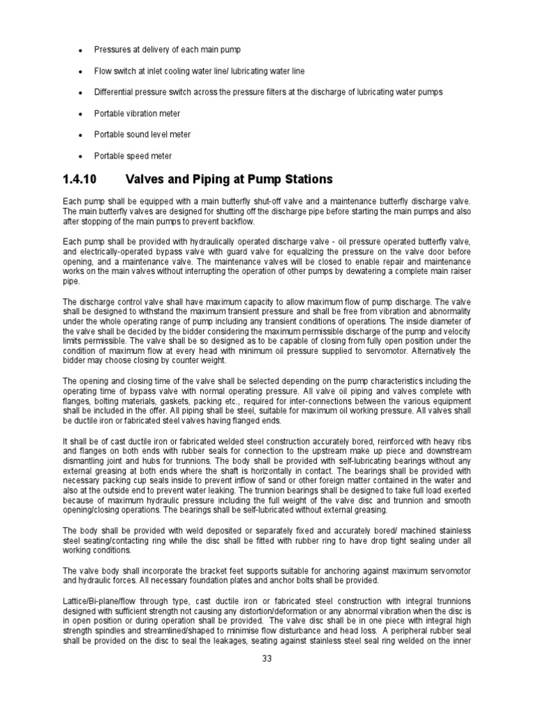 Pump Station Valve and Piping Specifications | PDF | Valve | Pump