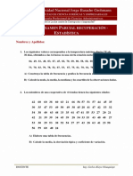 Estadística PRIMER EXAMEN PARCIAL RECUPERACIÓN - Universidad Nacional Jorge Basadre Grohmann