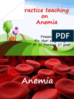 Practice Teaching On Anemia: Presented By: Mr. Hari Singh Nagar M. SC Nursing 1 Year