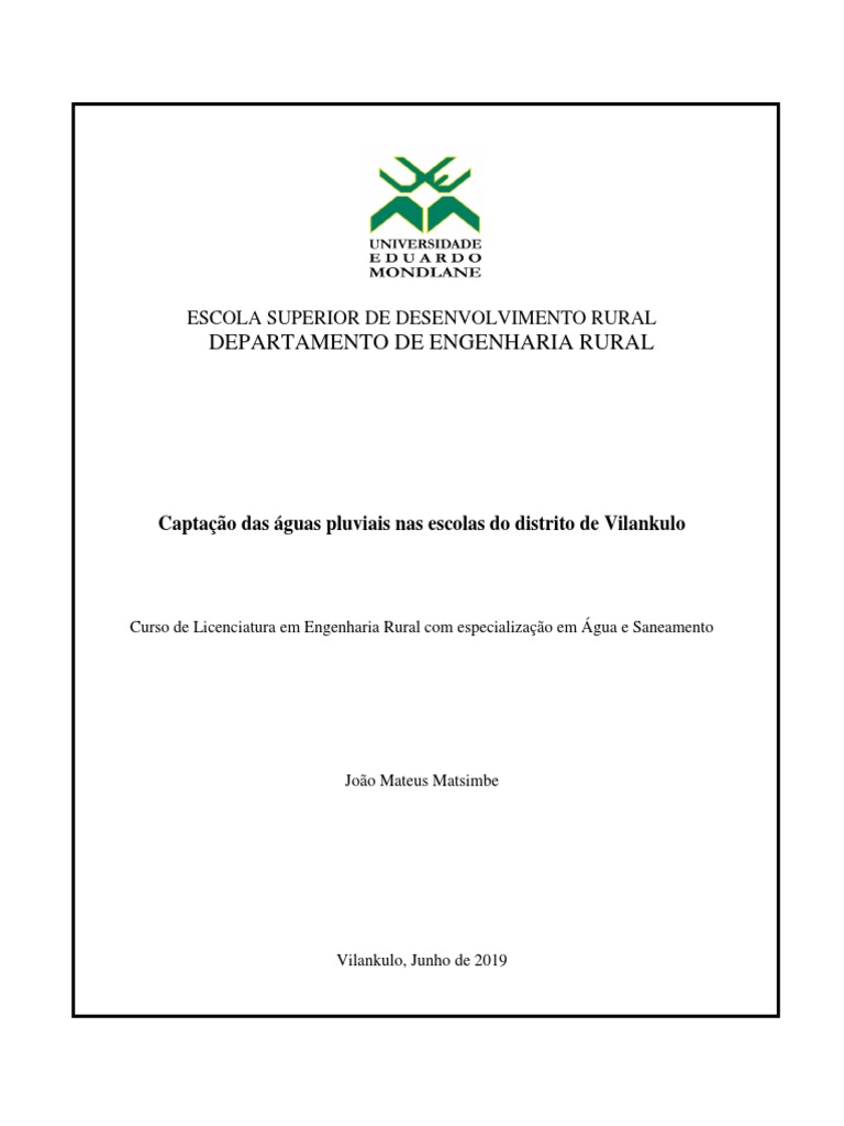 Captação de Águas Pluviais em Vilankulo | PDF | Chuva | Ferimento, image size:768x1024