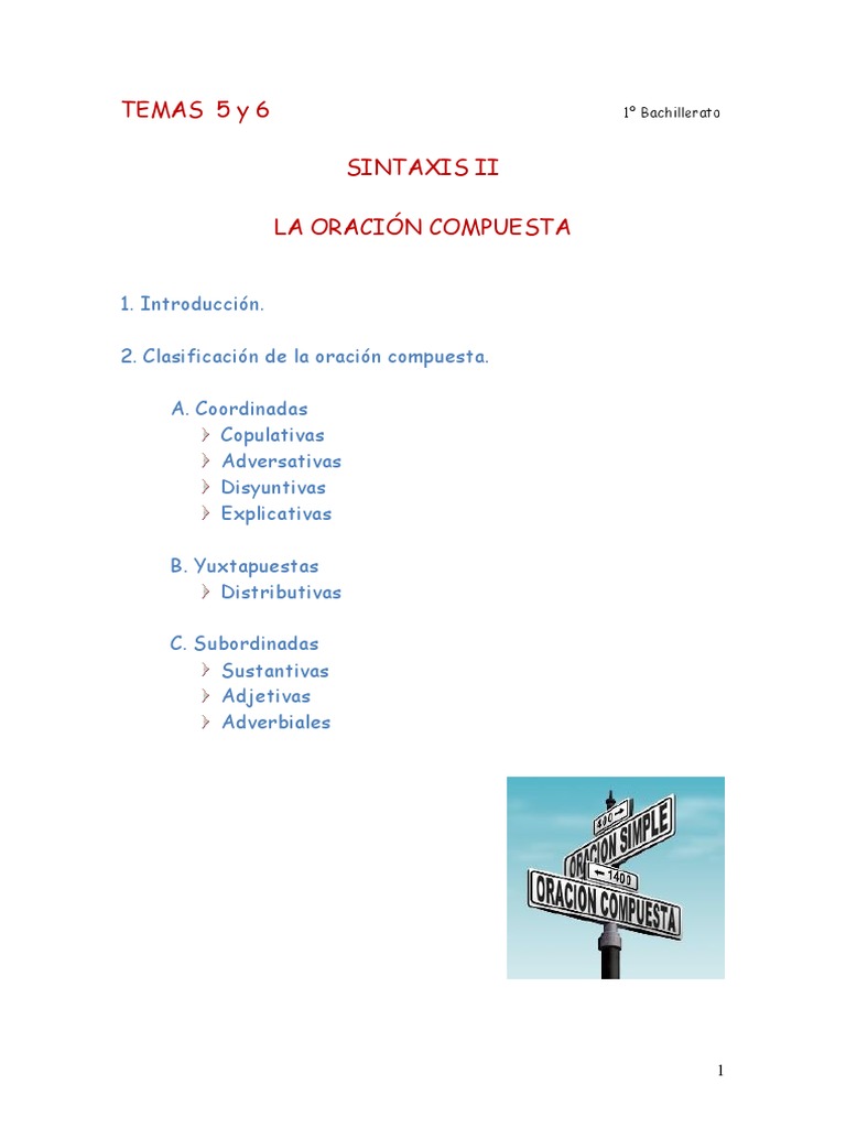 Sintaxis de Oraciones Compuestas | PDF | Oración (Lingüística ...
