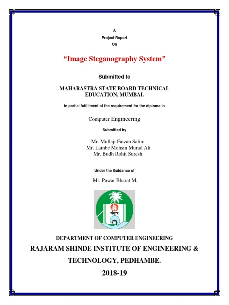 Image Steganography System Project Report | PDF