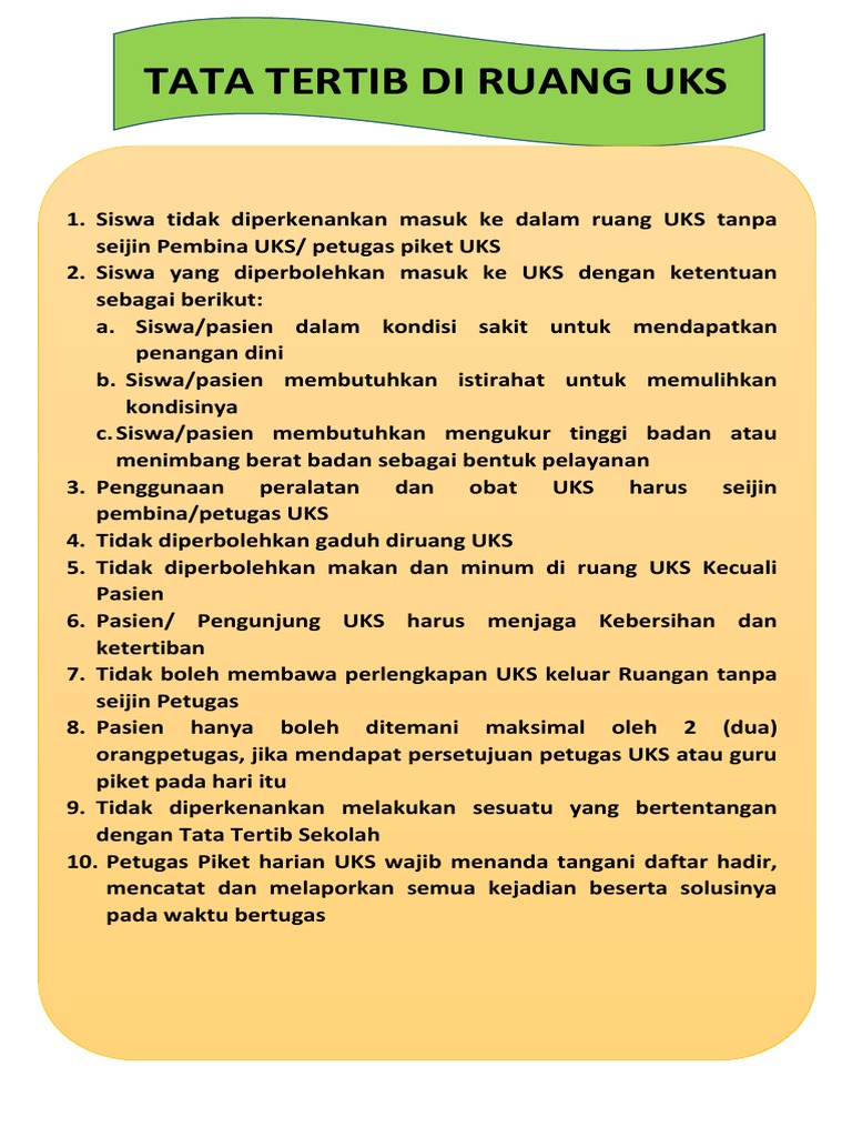 Tata Tertib Ruang Uks | PDF
