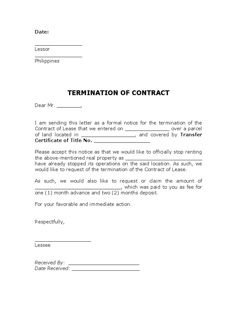Termination of Contract | PDF