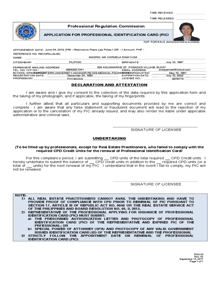 Professional Regulation Commission Application For Professional