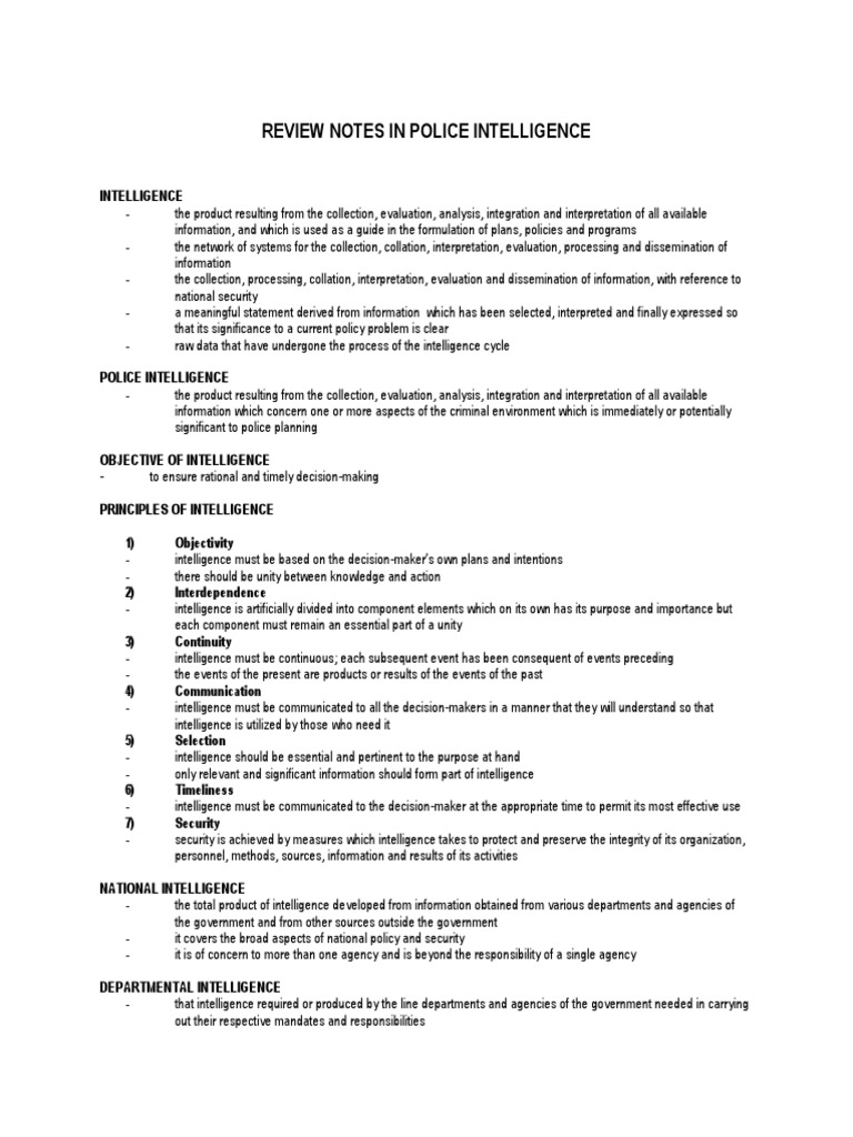 Overview of Police Intelligence Process | PDF | Espionage | Employment
