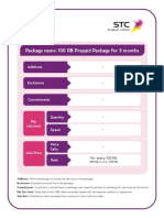 Package Name: 100 GB Prepaid Package For 3 Months: Additions