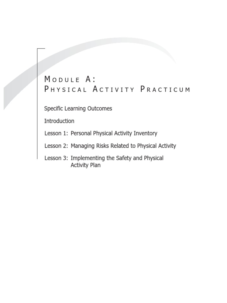 Physical Activity Practicum Overview | PDF | Physical Fitness ...