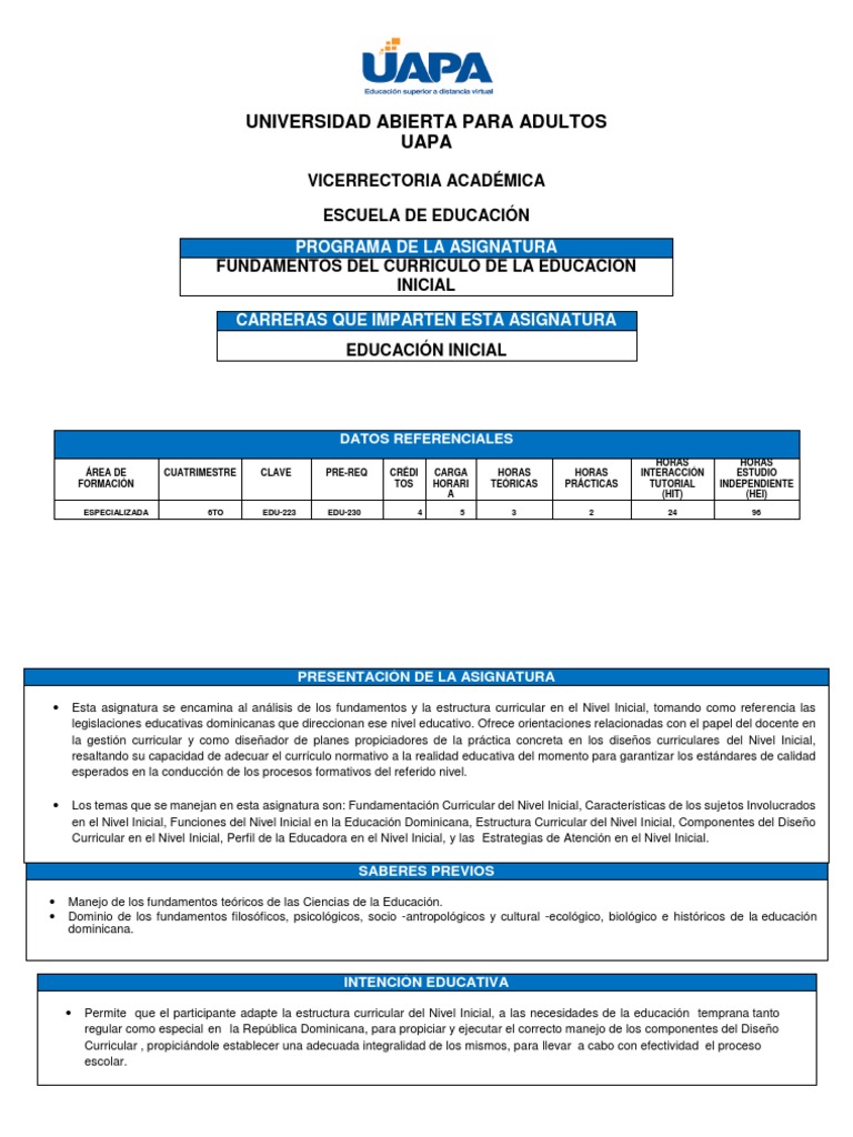 Fundamentos del Currículo en Educación Inicial | PDF | Plan de estudios ...
