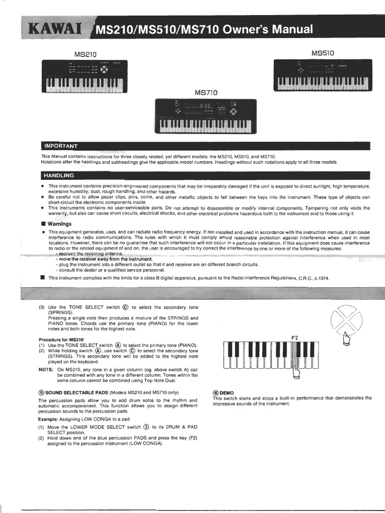 Kawai MS210 Personal Keyboard Manual PDF PDF