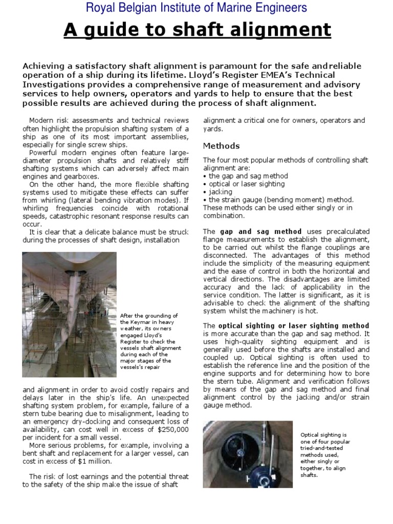 A Guide To Shaft Alignment PDF Propeller Ships