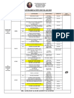 Cuadro de Actividades Claret 2019