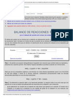 Balance de Reacciones Redox: Por El Método Del Cambio Del Número de Oxidación