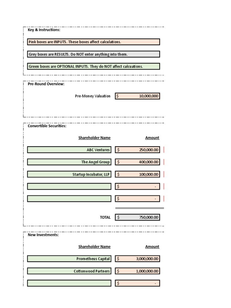 Financing Round Tool | PDF | Valuation (Finance) | Microeconomics