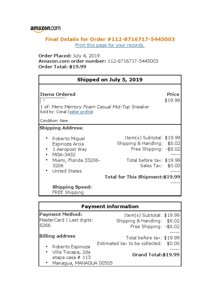 Final Details For Order #112-8716717-5445003: Order Placed: July 4 ...