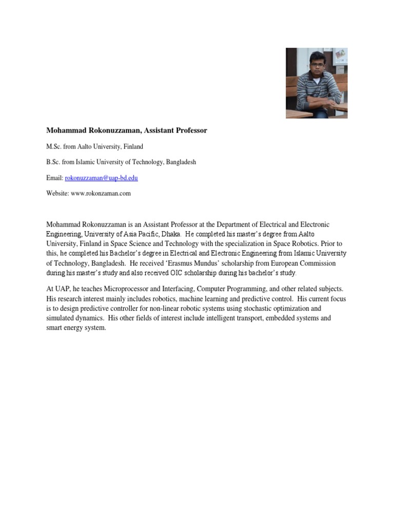 Mohammad Rokonuzzaman, Assistant Professor | PDF | Science ...