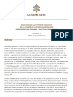 Derechos Sociales y Doctrina Franciscana. Discurso P. Fco. 2019