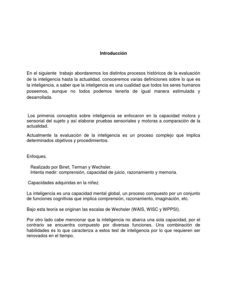 Historia de la evaluación de la inteligencia | PDF | Inteligencia ...