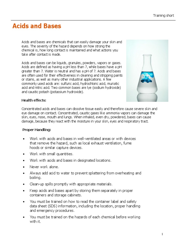 Acids and Bases Safety Training Guide | PDF | Sodium Hydroxide | Ph