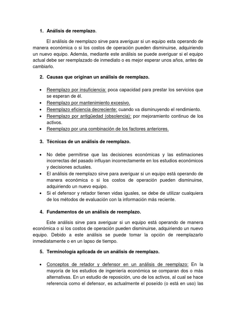 1. Análisis de reemplazo Bancos Depreciación