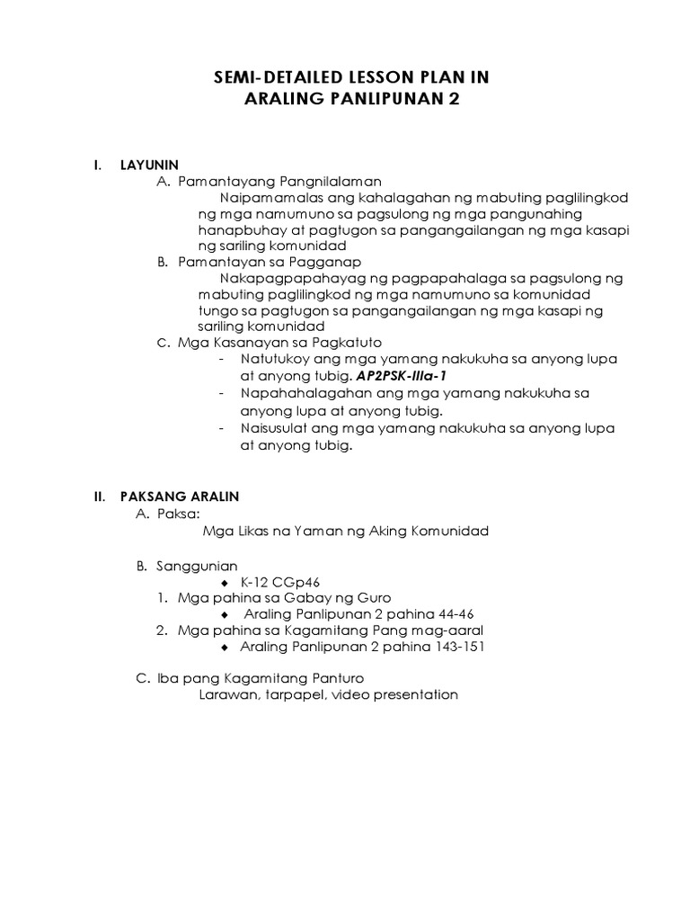 Araling Panlipunan 2 Cot Likas Na Yaman