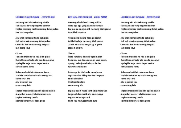 Lirik Lagu Anak Kampung Pdf