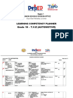 Grade 10 Learning Competency Planner for TVET Automotive