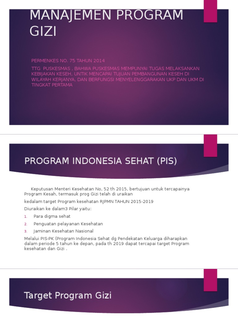 Manajemen Program Gizi Puskesmas | PDF