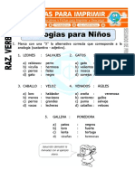 Ficha de Analogias para Niños para Segundo de Primaria