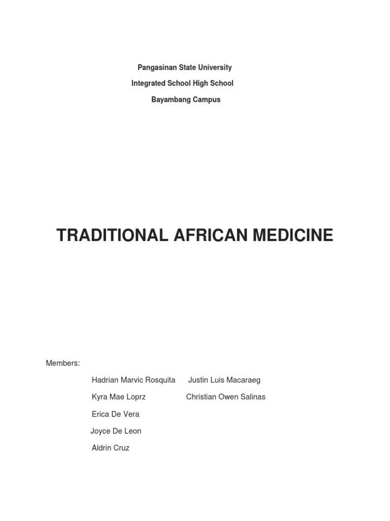 Traditional African Medicine Pangasinan State University Integrated