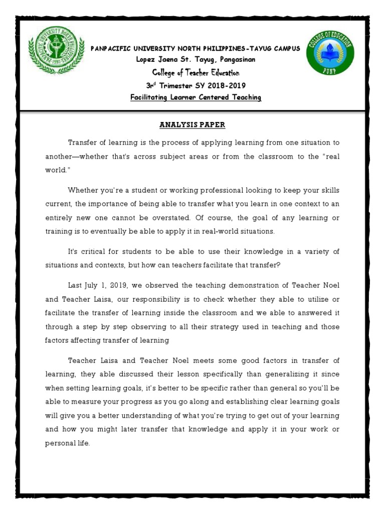 Enhancing Transfer of Learning Strategies | PDF | Learning | Pedagogy