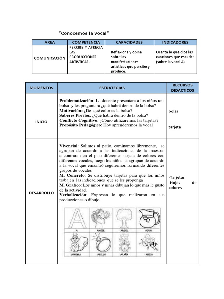 Actividades para Conocer la Vocal A | PDF | Artes del Lenguaje y ...