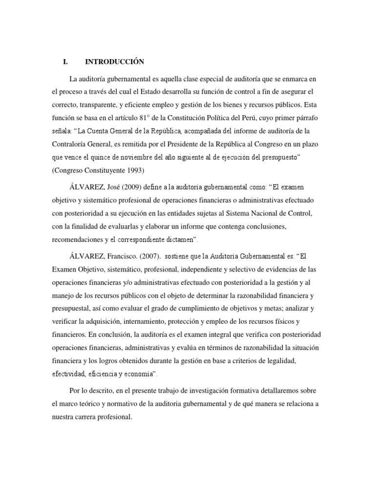 Marco Teórico de la Auditoría Gubernamental | PDF | Auditoría | Contador