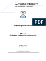 Course Specification Mechanical Engineering Fundamentals