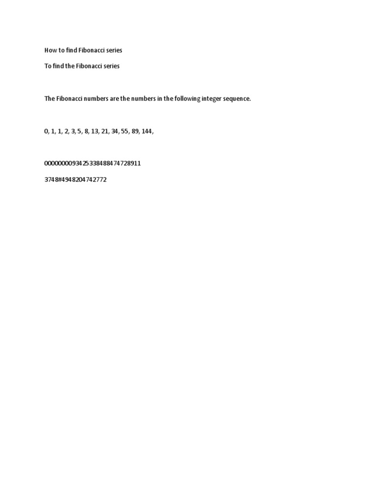 How To Find Fibonacci Series | PDF