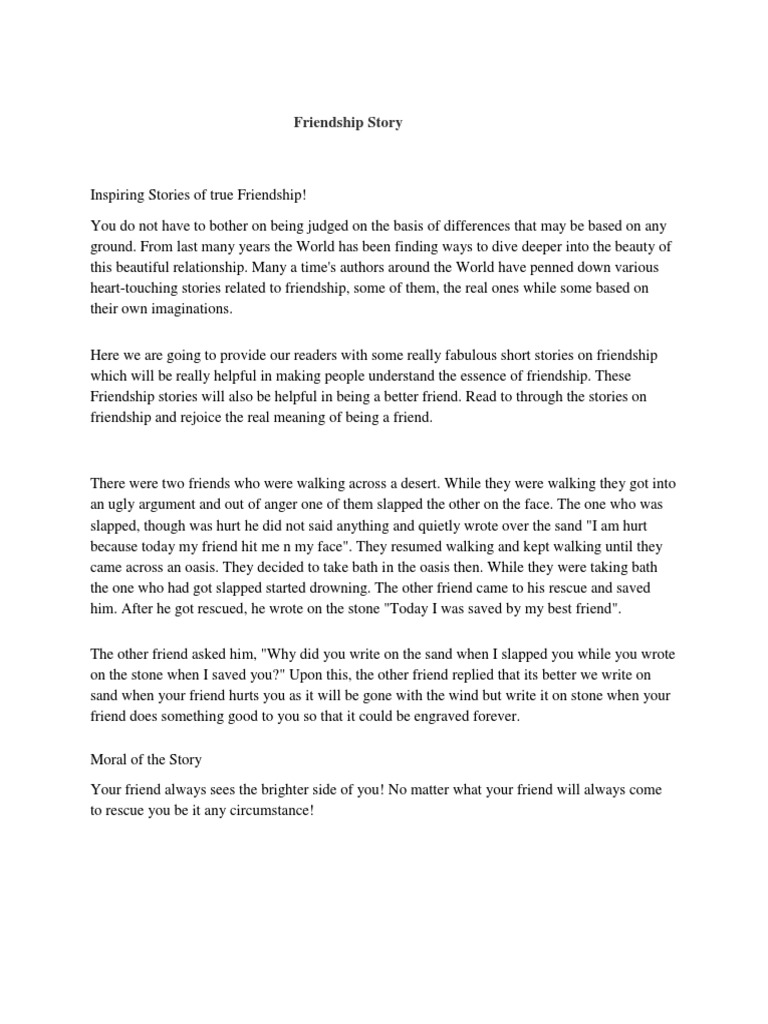 Short story on friendship best sale
