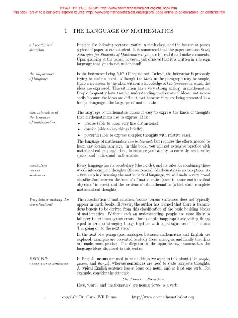 The Language of Mathematics | PDF | Ambiguity | Teaching Mathematics