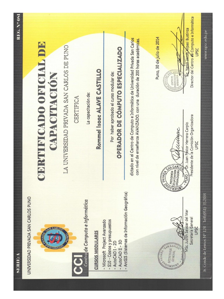 Certificado De Computacion Pdf Pdf