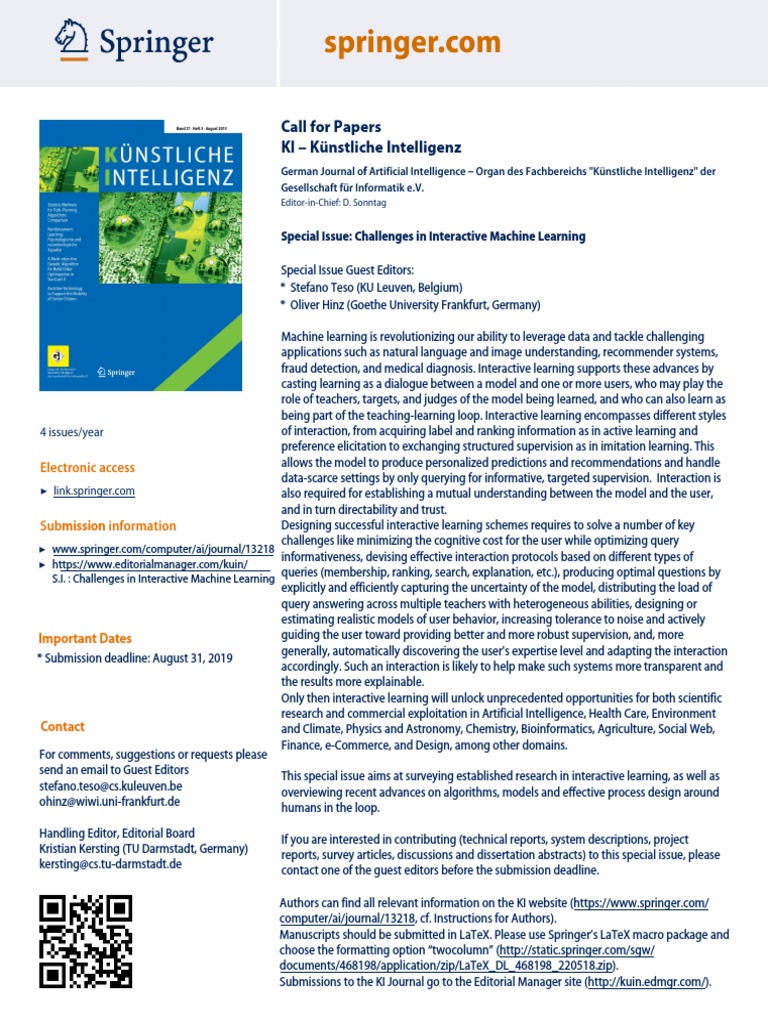 Call for Papers: Interactive Machine Learning | PDF | Artificial ...