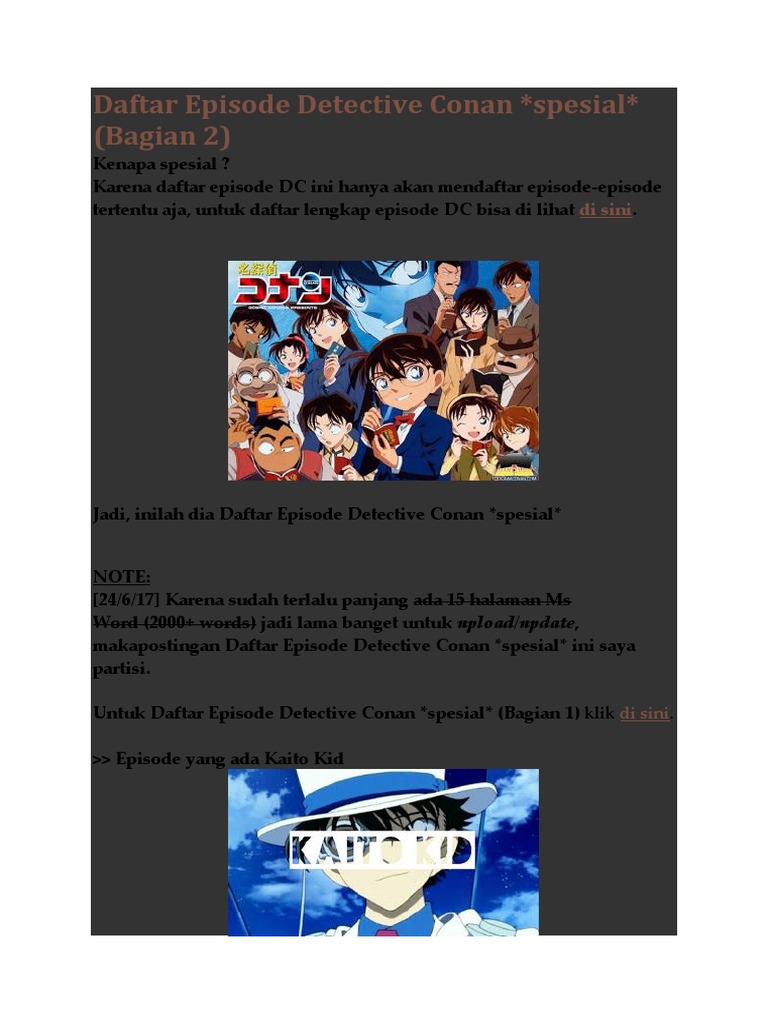 Daftar Episode Spesial Detective Conan | PDF