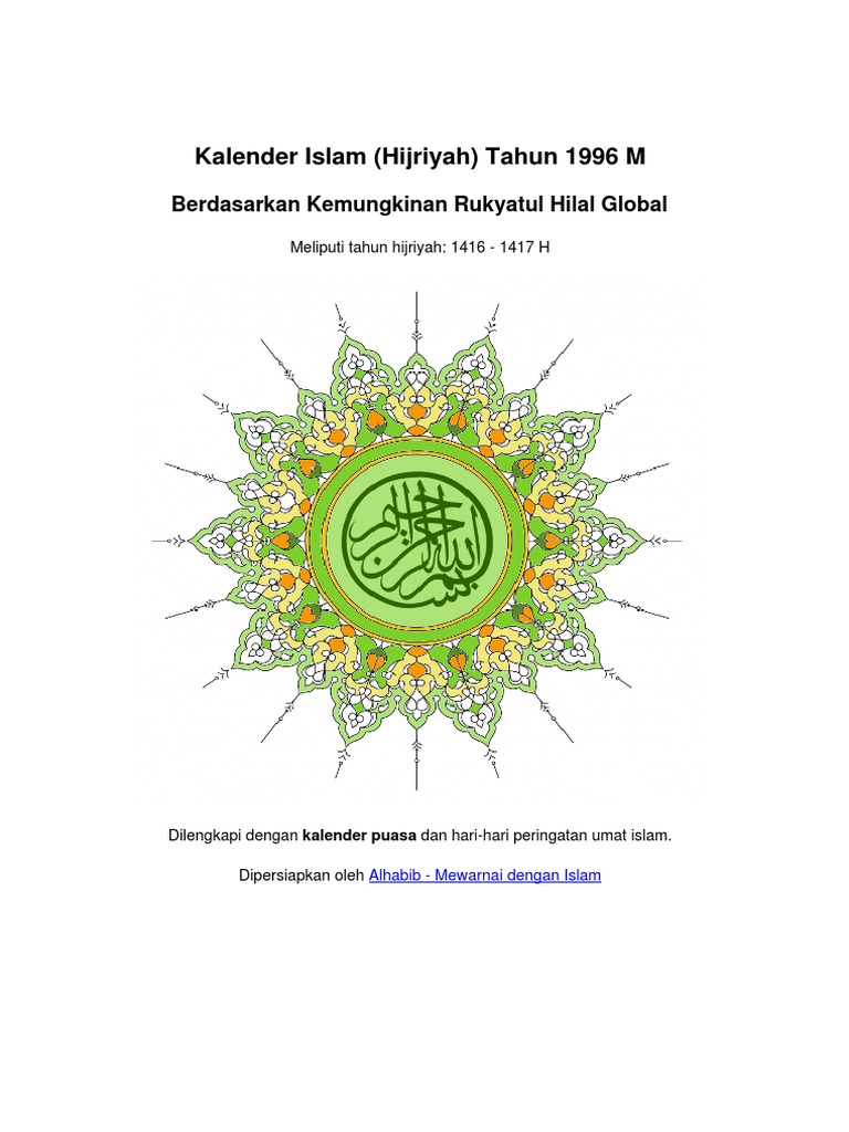 Kalender Islam Global Tahun 1996 M Pdf