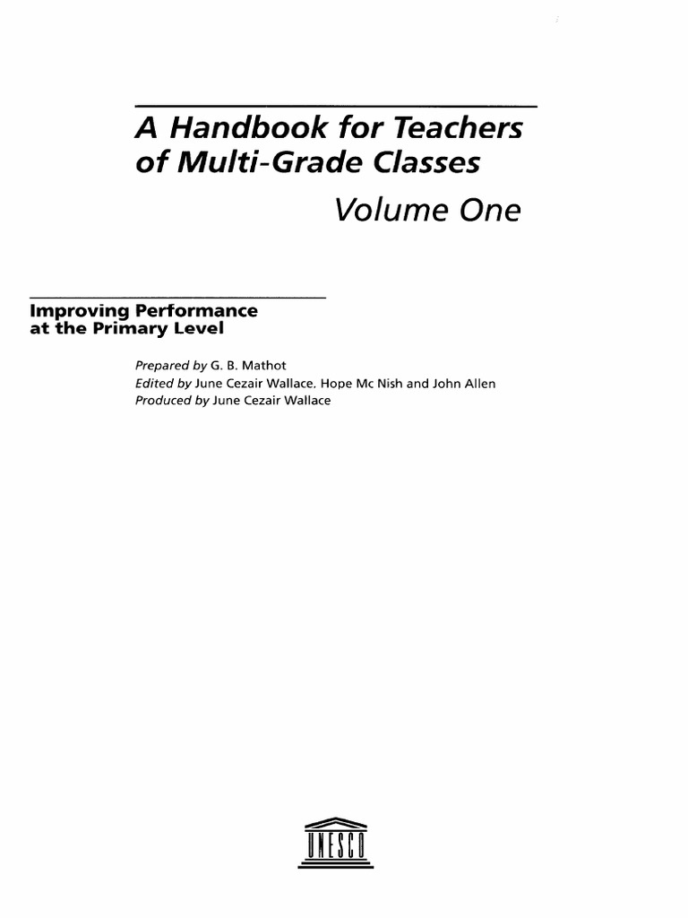 Multi-Grade Teaching Handbook: Volume 1 | PDF | Schools | Teachers