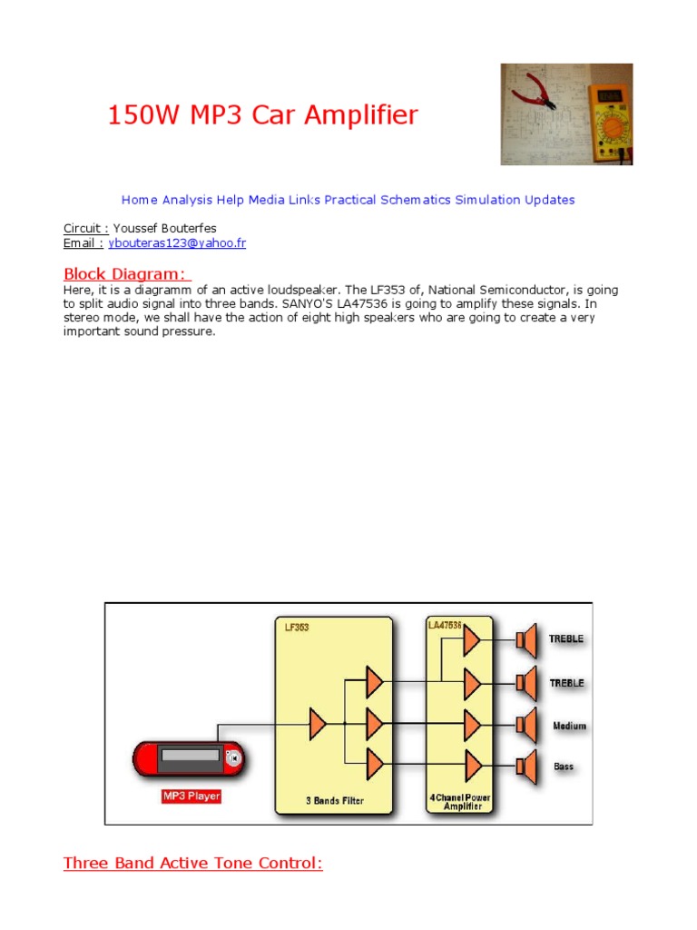150W MP3 Car Amplifier Guide | PDF | Capacitor | Amplifier