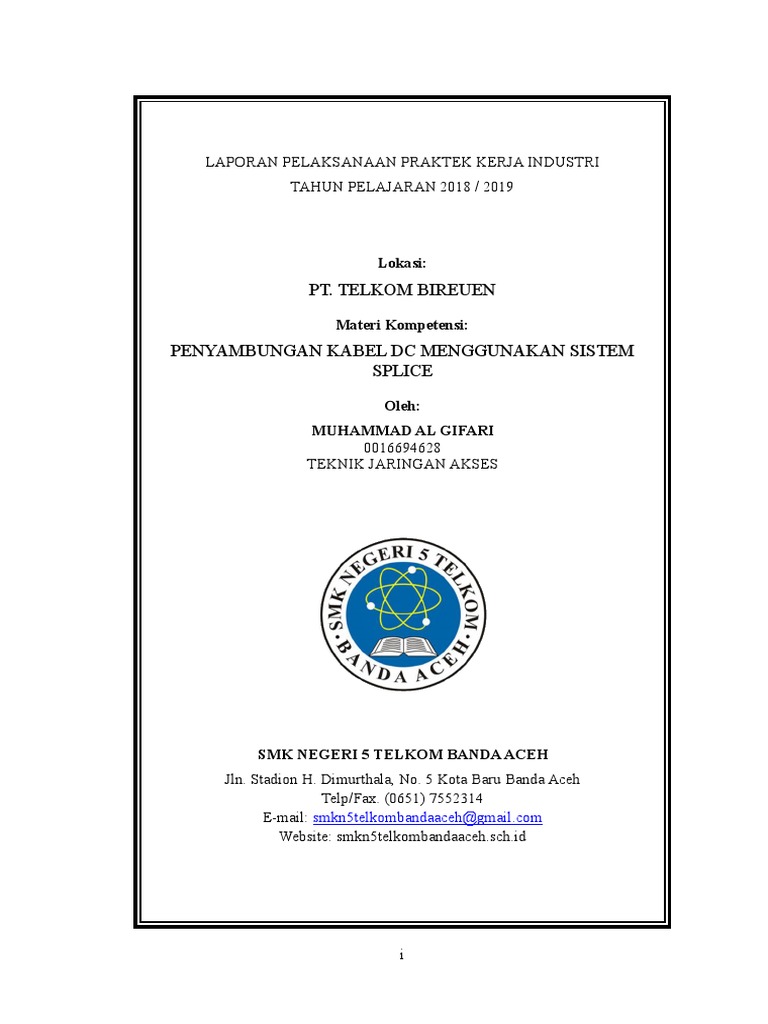 Contoh Laporan PKL SMK TKJ PDF
