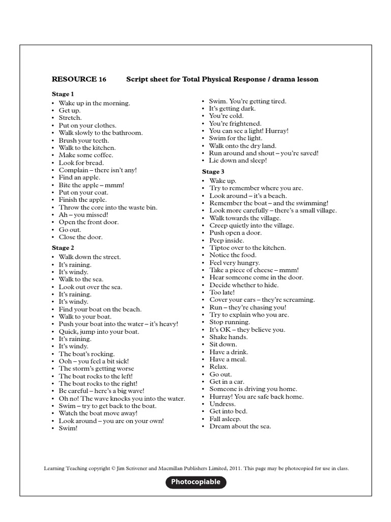 16 Script Sheet For TPR Lesson PDF | PDF