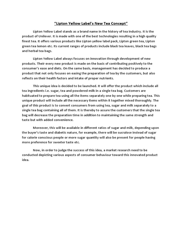 Lipton Yellow Label PDF Survey Methodology Questionnaire