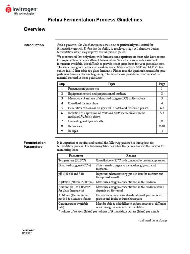 Pichia Fermentation | PDF | Fermentation | Oxygen