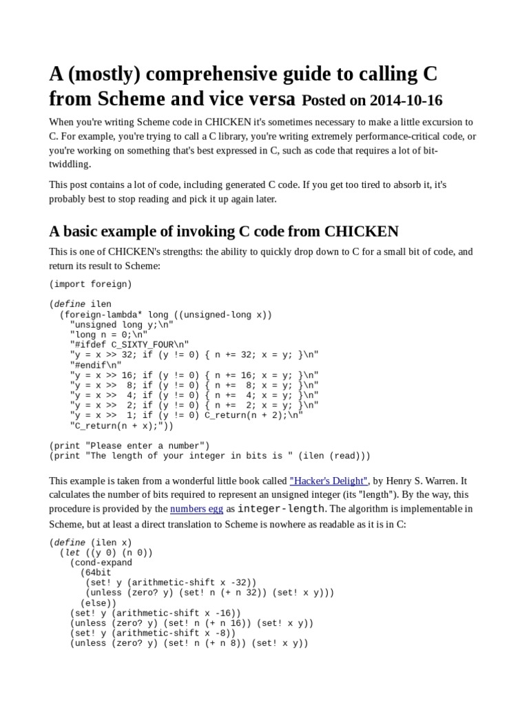 Peter Bex Blog Chicken Scheme PDF | PDF | C (Programming Language ...