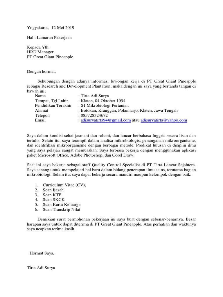 Download 67+ Contoh Surat Lamaran Kerja Quality Control Bahasa Inggris Gratis Terbaru