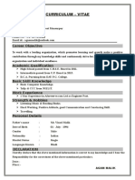 Curriculum - Vitae Agam Malik: Career Objective